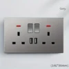 1pc UK Standard 2 Open 13A Switch Socket with Dual USB Ports
