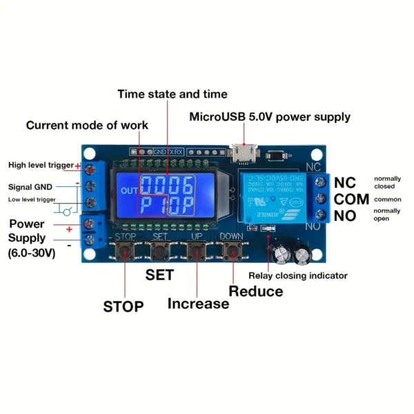 3pcs Blue 12V Timer Relay Module