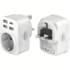 5 in 1 UK Power Adapter with 3 USB A Ports