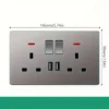 1pc UK Standard 2 Open 13A Switch Socket with Dual USB Ports
