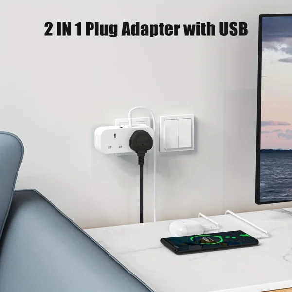 Double Plug Adapter with 2 USB Ports